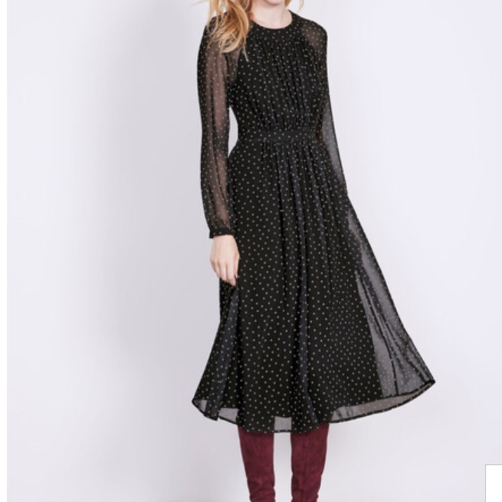 Boden Erica Dress Black Polka Dots